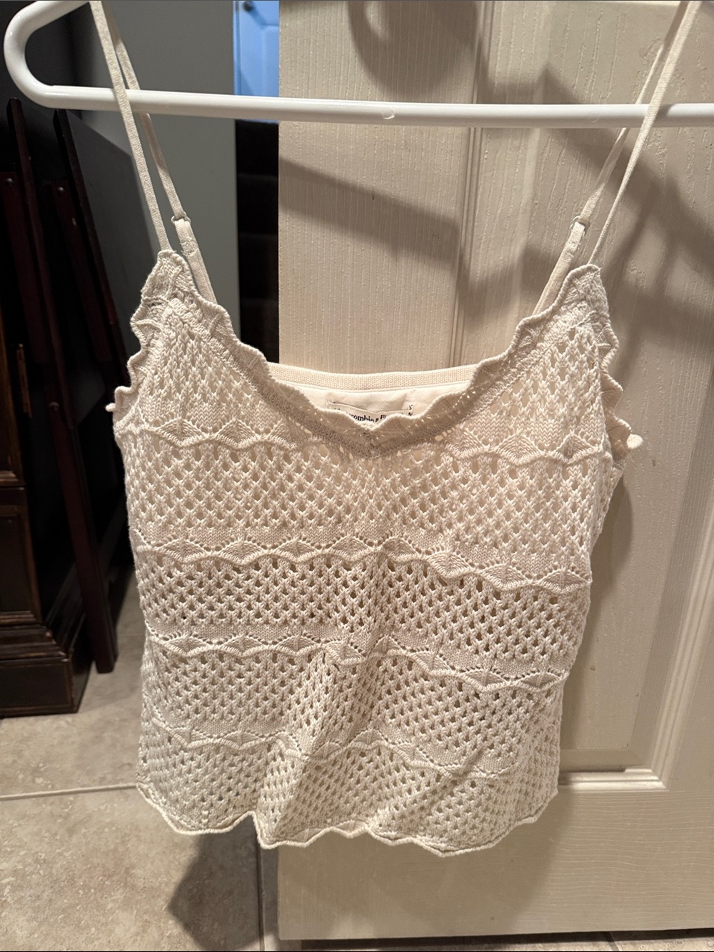 Abercrombie & Fitch Cream Crochet Knit Cami Tank